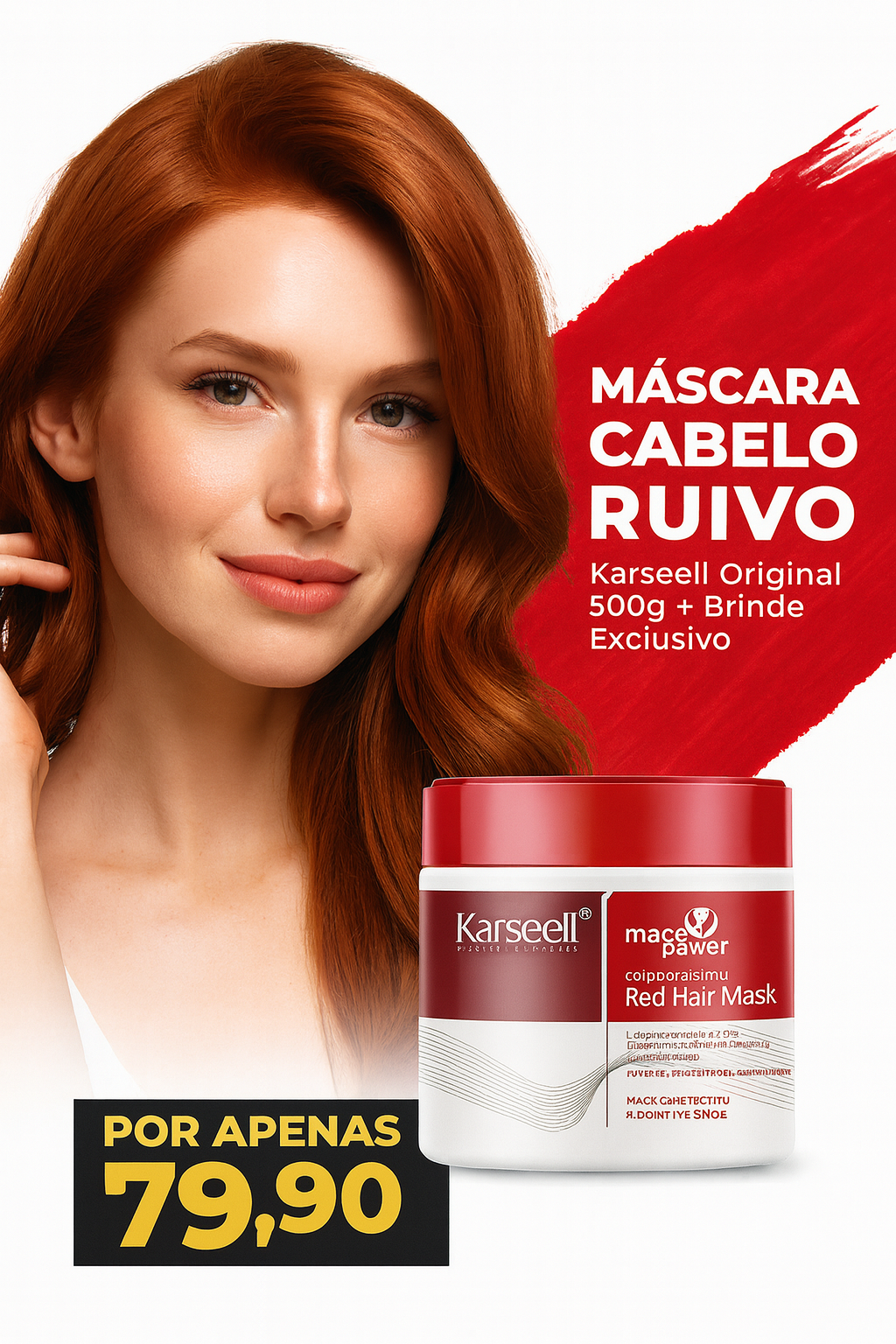Máscara matixadora de cabelo ruivo  - Karseell Original 500g + Brinde Exclusivo