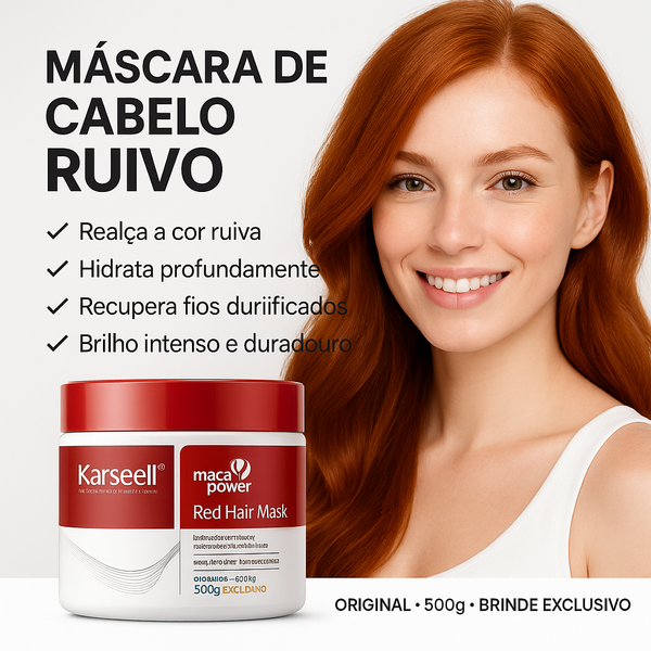 Máscara matixadora de cabelo ruivo  - Karseell Original 500g + Brinde Exclusivo