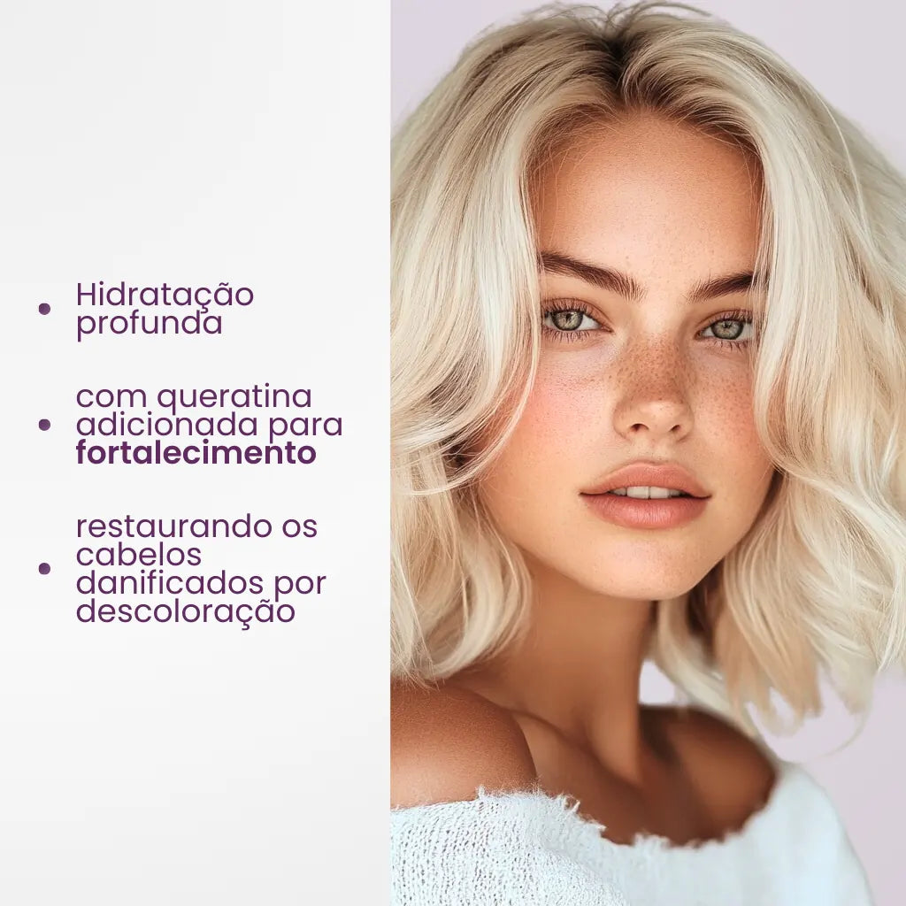 Kit para cabelos loiros - Máscara Karseell Roxa Original 500ml + Óleo de Argan + Touca de Cetim de Brinde