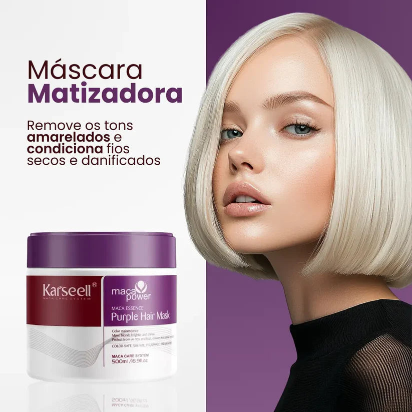 Kit Para Cabelos Loiros - Máscara Roxa Karseell Original 500ml + Brinde Exclusivo