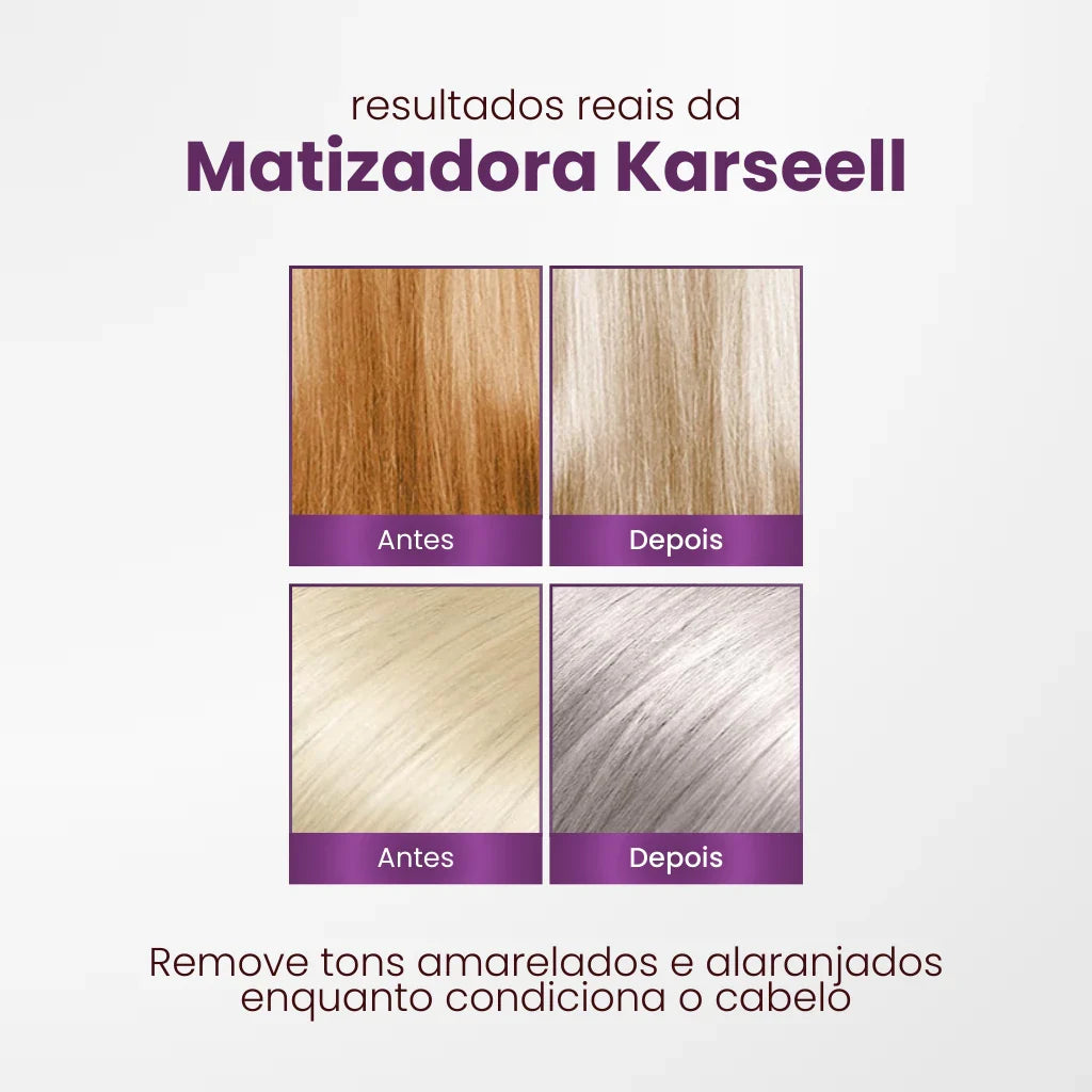 Kit para cabelos loiros - Máscara Karseell Roxa Original 500ml + Óleo de Argan + Touca de Cetim de Brinde
