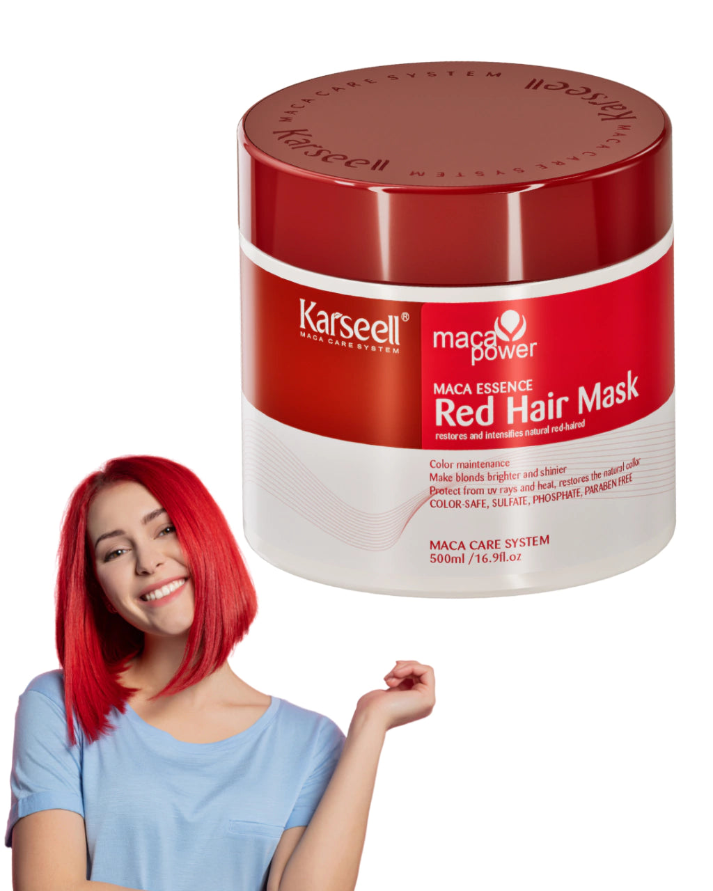 Máscara matixadora de cabelo ruivo  - Karseell Original 500g + Brinde Exclusivo